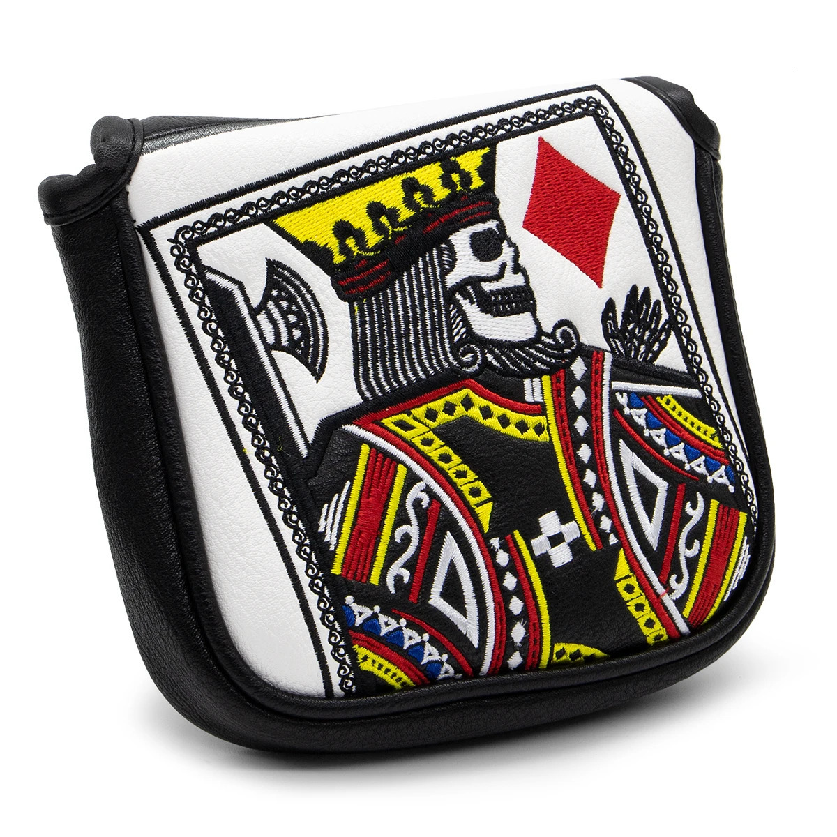 Lucky K High Qaulity Embroidery Golf Driver Fairway Hybrid Head Covers Black Premium Leather Wood Covers Blade Mallet Putter 250603