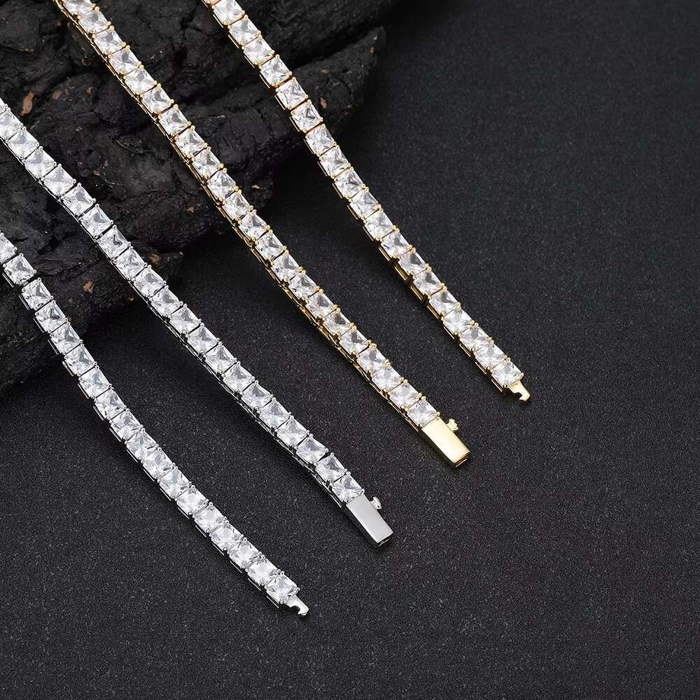Moissanite High Quality 5mm Diamond Tennis Bracelet 18k Gold Plated Iced Out MoissaniteStone Tennis Chain Bracelet Womens Fine Chain