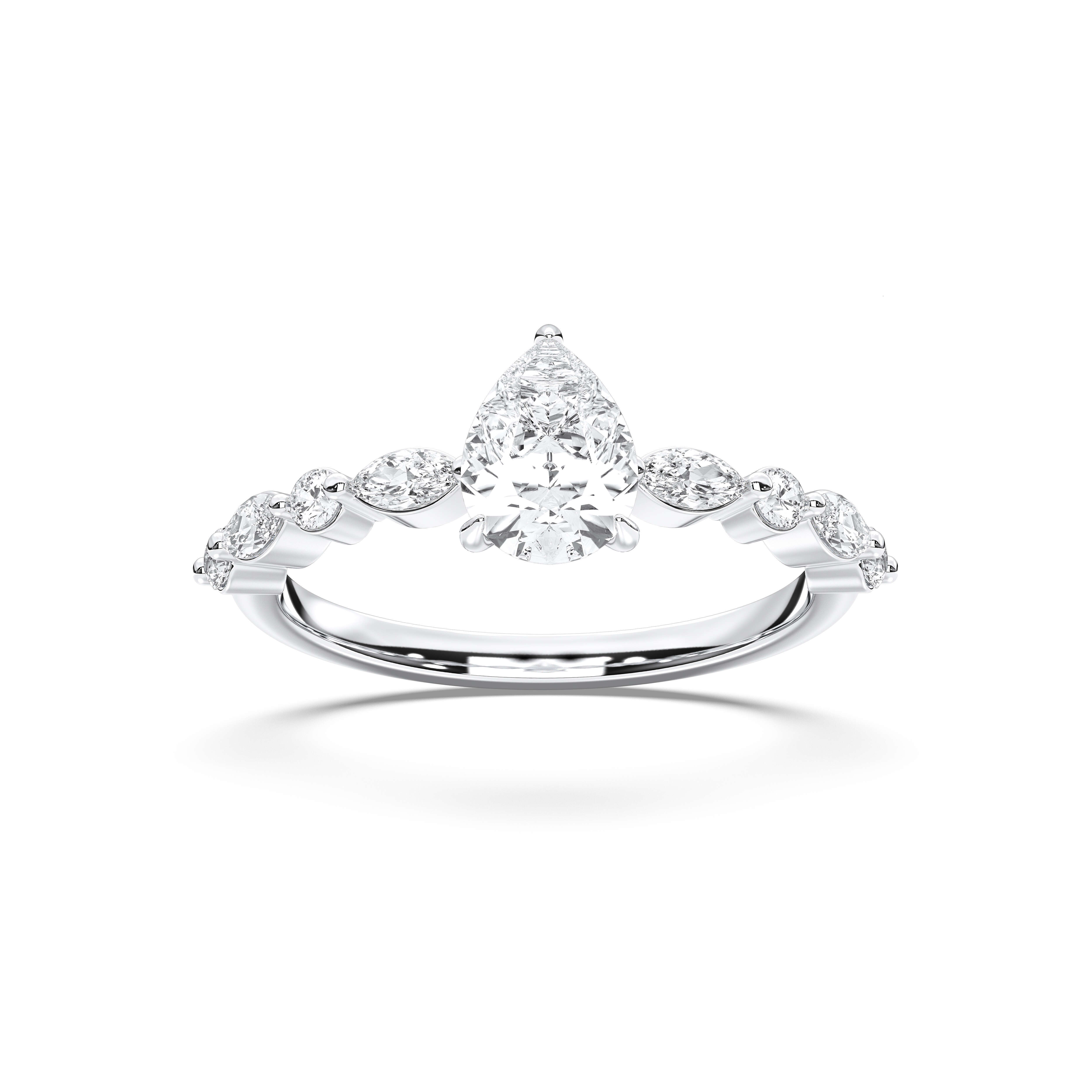 Premium Moissanite Luxury 0.14 Ct Round Cut Eternity Band with Five Stones - Sterling Silver