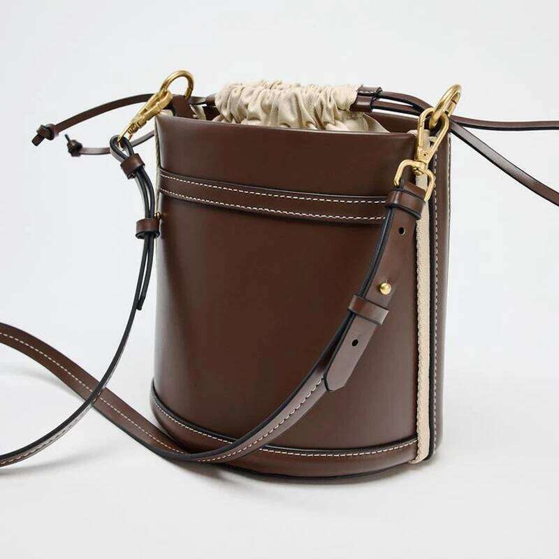 Fashion Bucket Bag Weave Handle Women Handbags Designer Pu leather Shoulder Crossbody Bags Small Tote Purses