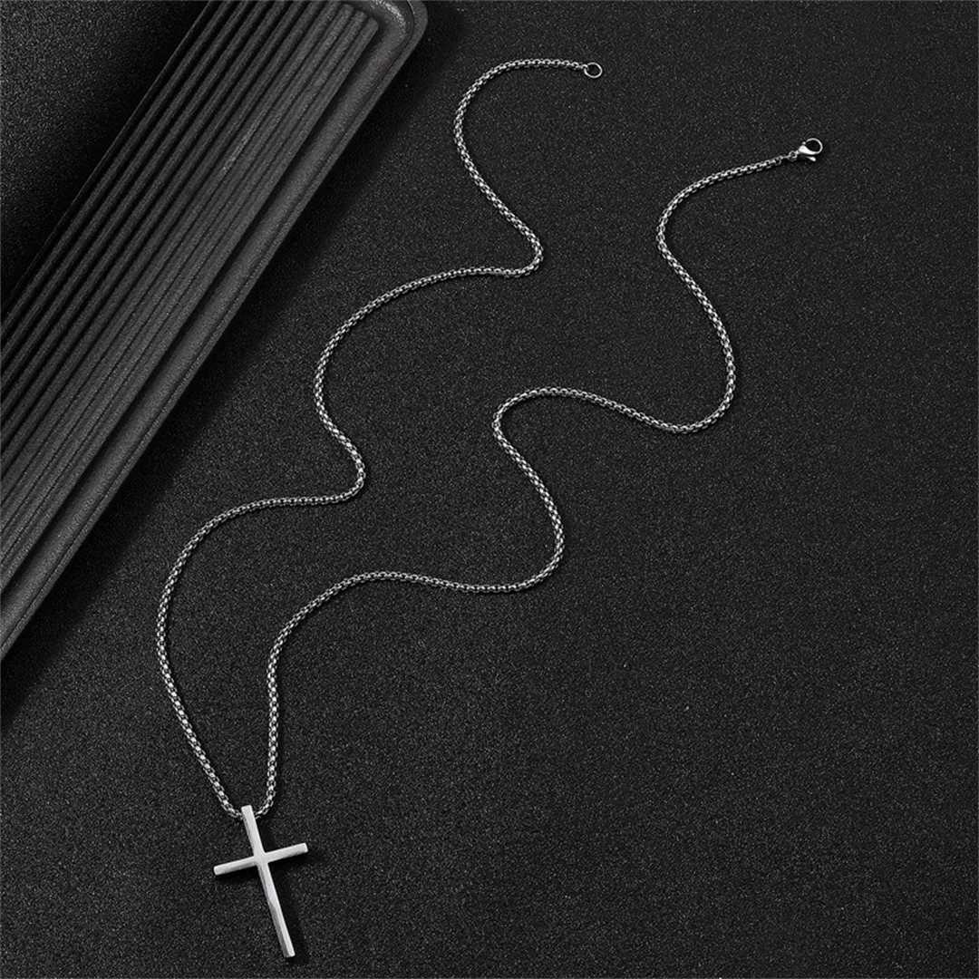 Stainless Steel Cross Pendant Necklace for Men Women Minimalist Jewelry Male Female Prayer Necklaces Chokers Fashion Jewelry Gift XJ250604