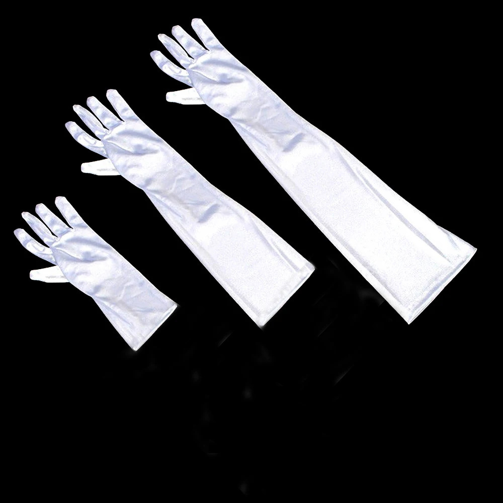 Womens White Satin Wedding Bride Gloves 23 cm 38 cm 55 cn Ball Gloves Elegant ed for Formal Occasions 250530