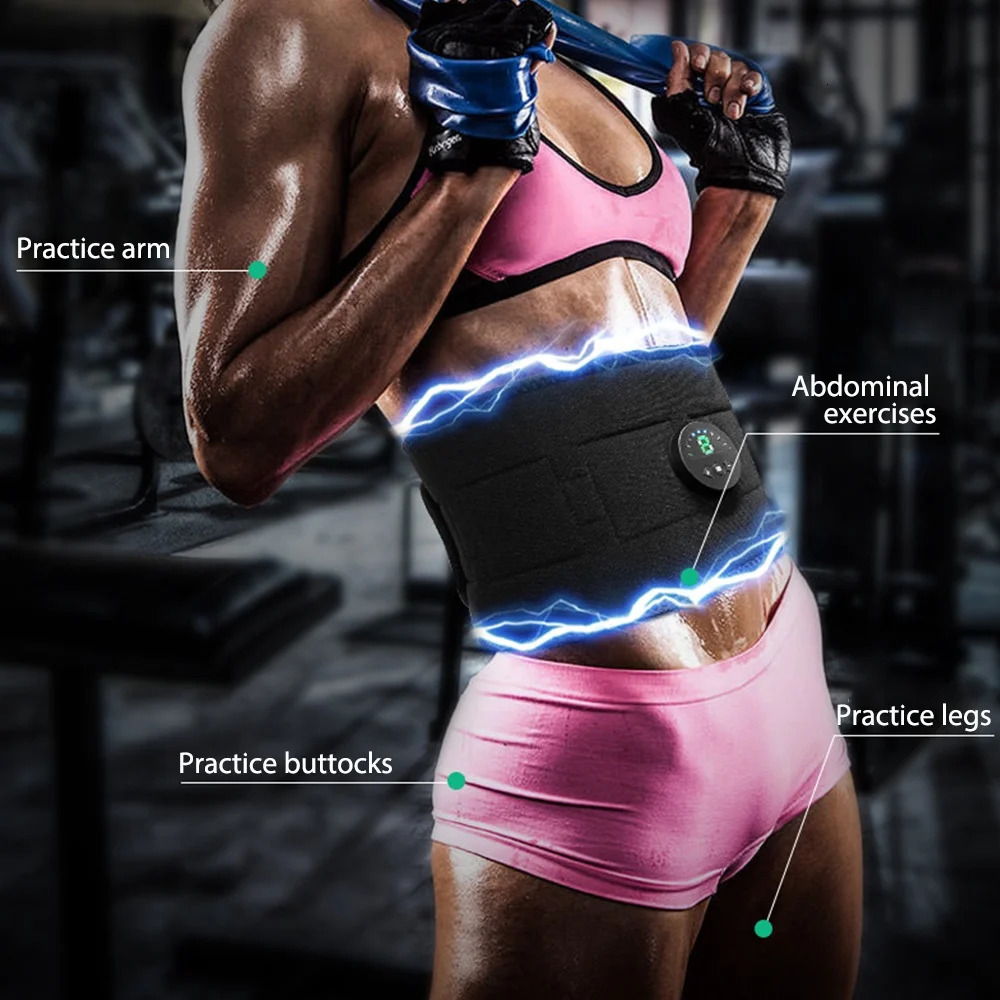 EMS Electric Muscle Stimulator Abs Waist Fitness Vibrating Belt Abdominal Trainer Weight Loss Slimming Massager 250604