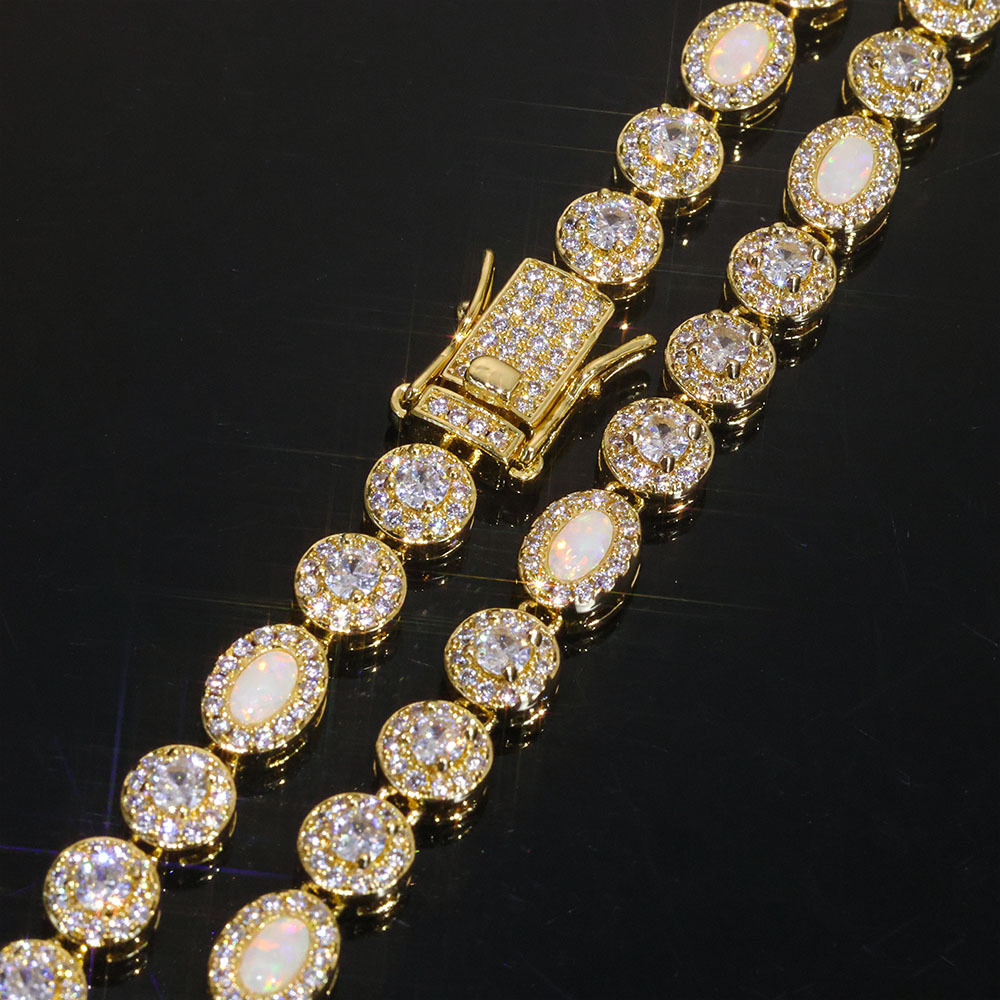 Hip Hop Jewelry Moissanite Bracelet Versatile High-end Opal Bracelet Trendy Mens Light Luxury Bracelet