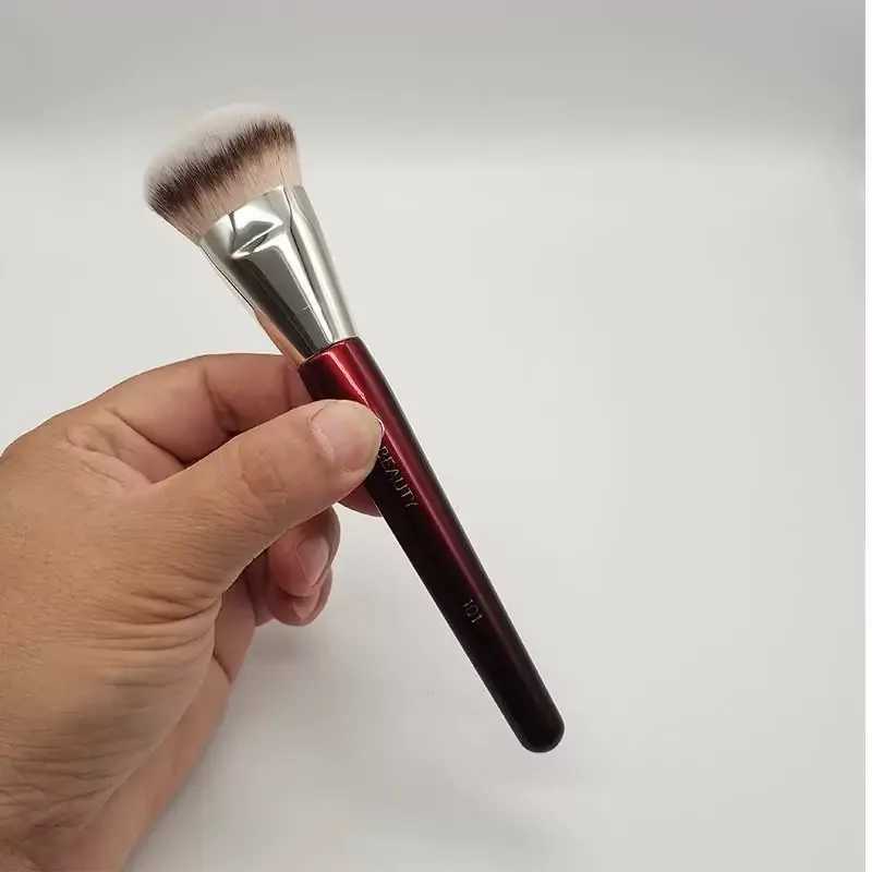 1pc 101 Contoured Foundation Makeup brushes Angled Liquid Base Concealer Make up brushes Red wood handle cosmetic tools 506W250605