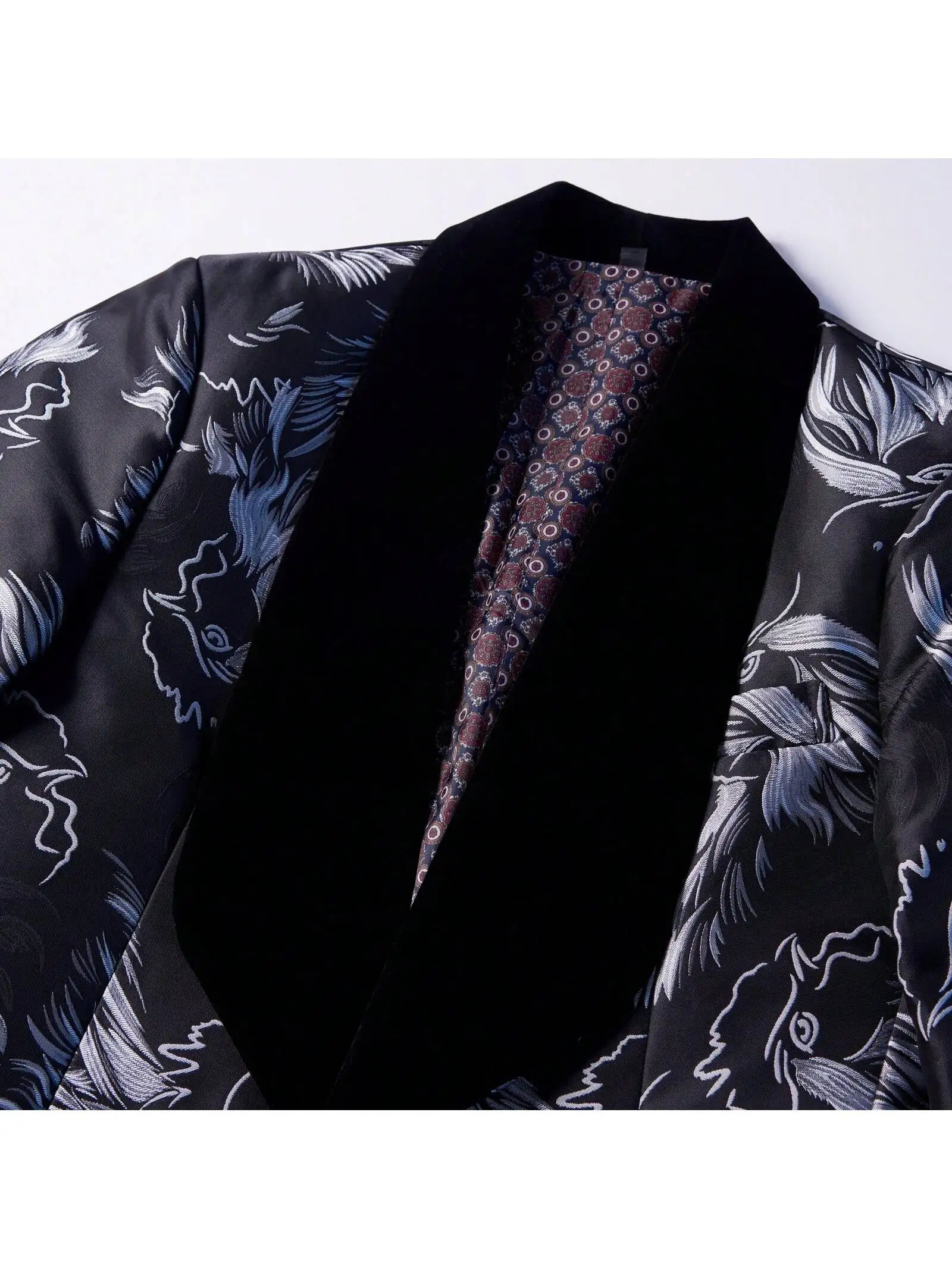 Mens 3 Piece Floral Tuxedo Jacquard Slim Suit Set Paisley Blazer Vest and Pants for Prom Wedding 250530