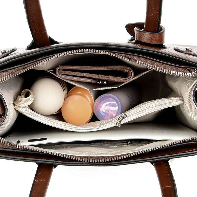 Women's bag designer splices Tote large capacity commuting women's handbag