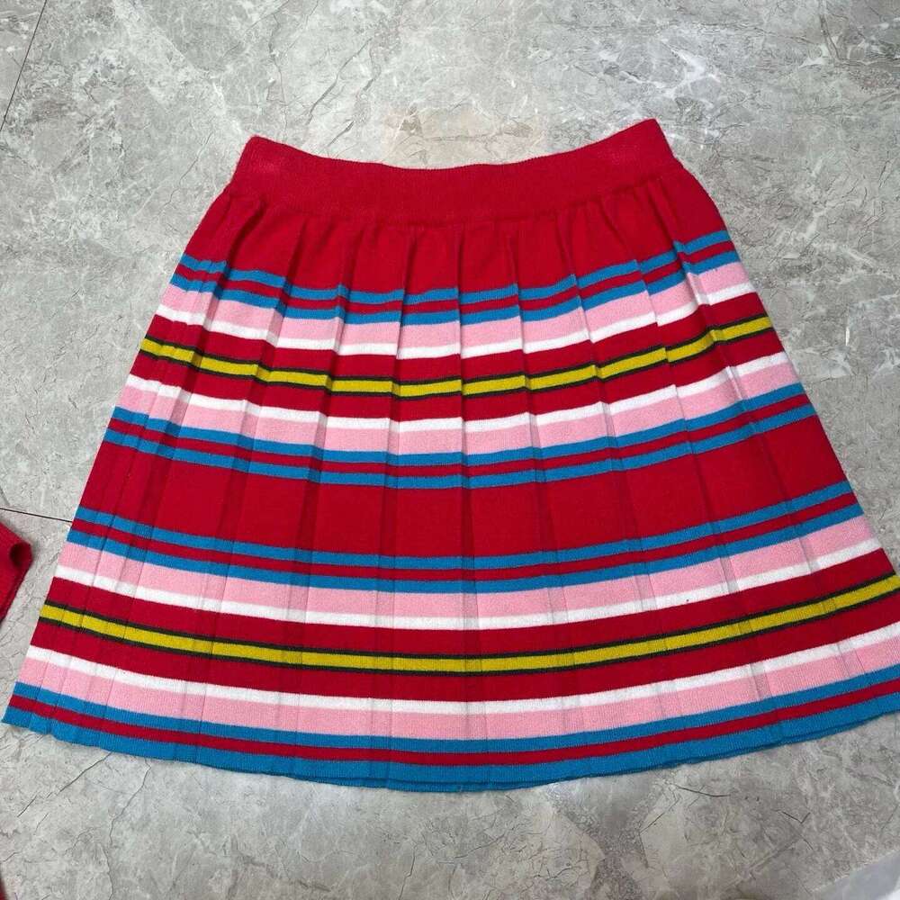 2025 Summer Women 2 Piece Set Polo Neck Pearl Button Shorts Crop Tops+Mini Skirts Contrasting Stripes Retro Streetwear Outfits