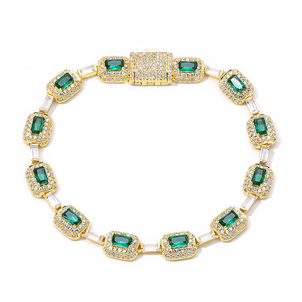 Hip Hop Colorful Jewelry Bracelet Hand Accessories for Women High-end Sense Emerald Moissanite Bracelet