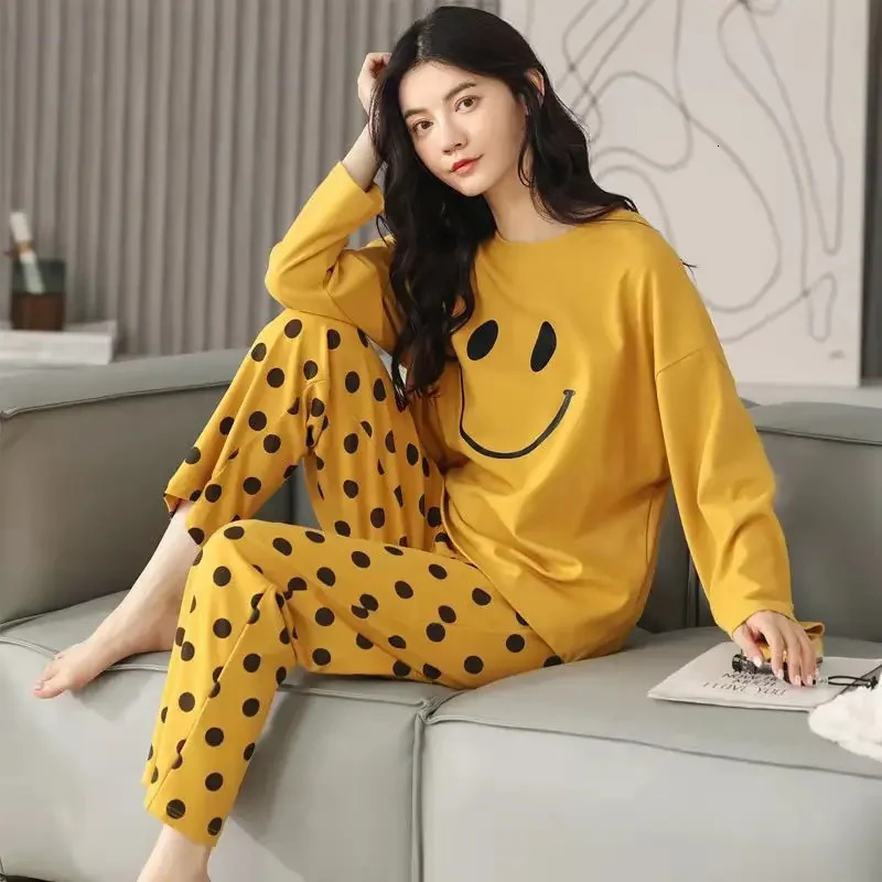 Winter Sleepwear Women Korean Version Long-sleeved Home Suit Loose Daily Casual Large Size Two-piece Set Can Be Worn Outside 250530
