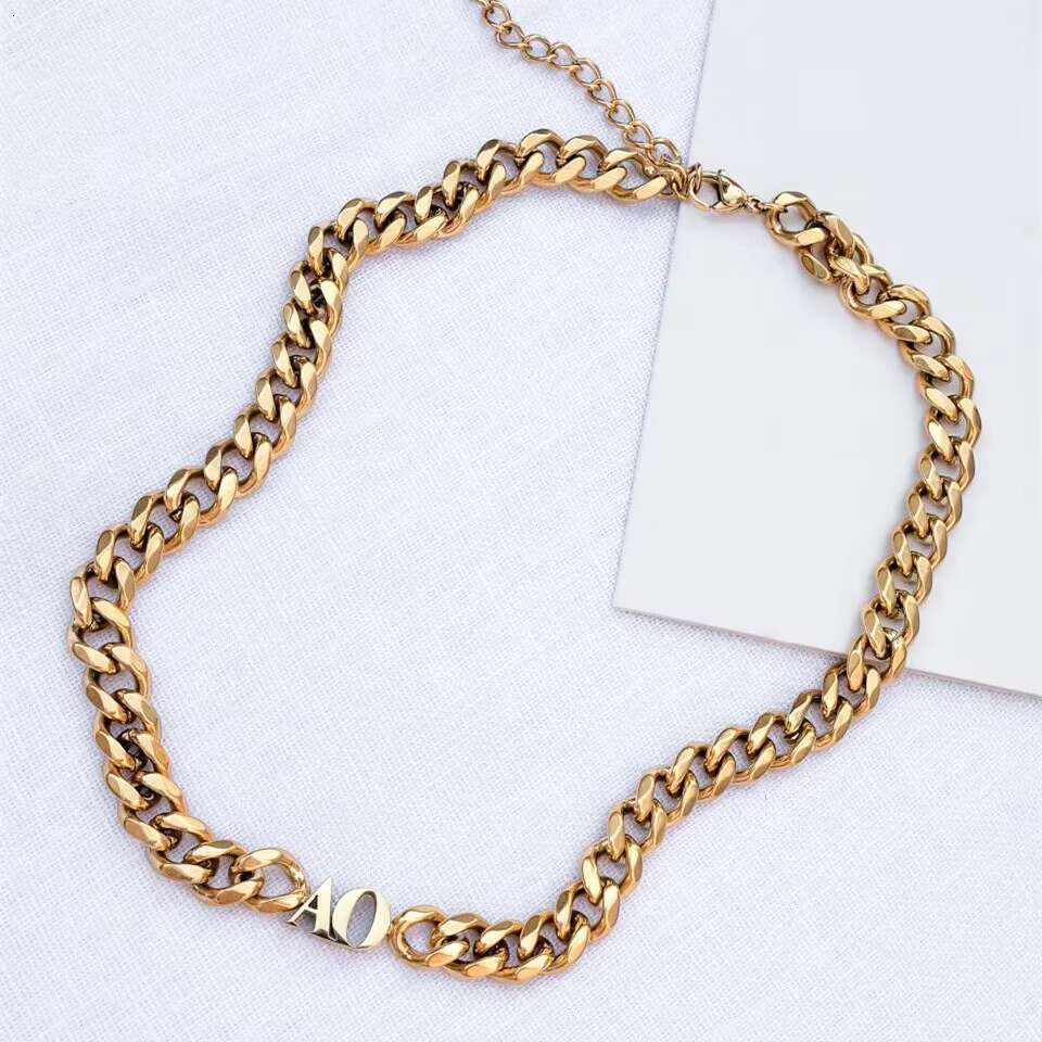 Gold Plated Stainless Steel Women MEN Cuban Chain Letter Pendant Initial CUSTOM Letter Necklace