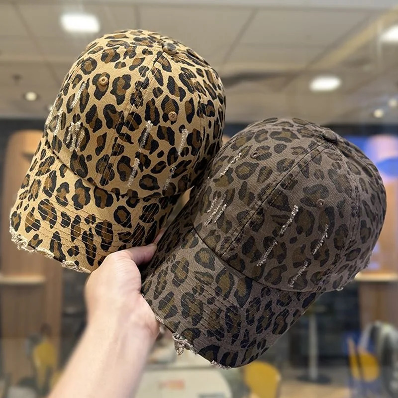 Y2K Fashion Leopard Print Womens Baseball Cap Summer Outdoor Sunscreen Hat Female Trendy Cap 250603