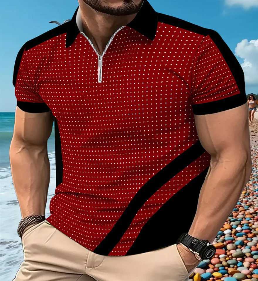New summer 2025 European and American fashion sports POLO shirt button mens leisure and fitness short-sleeved polo shirt XJ250605