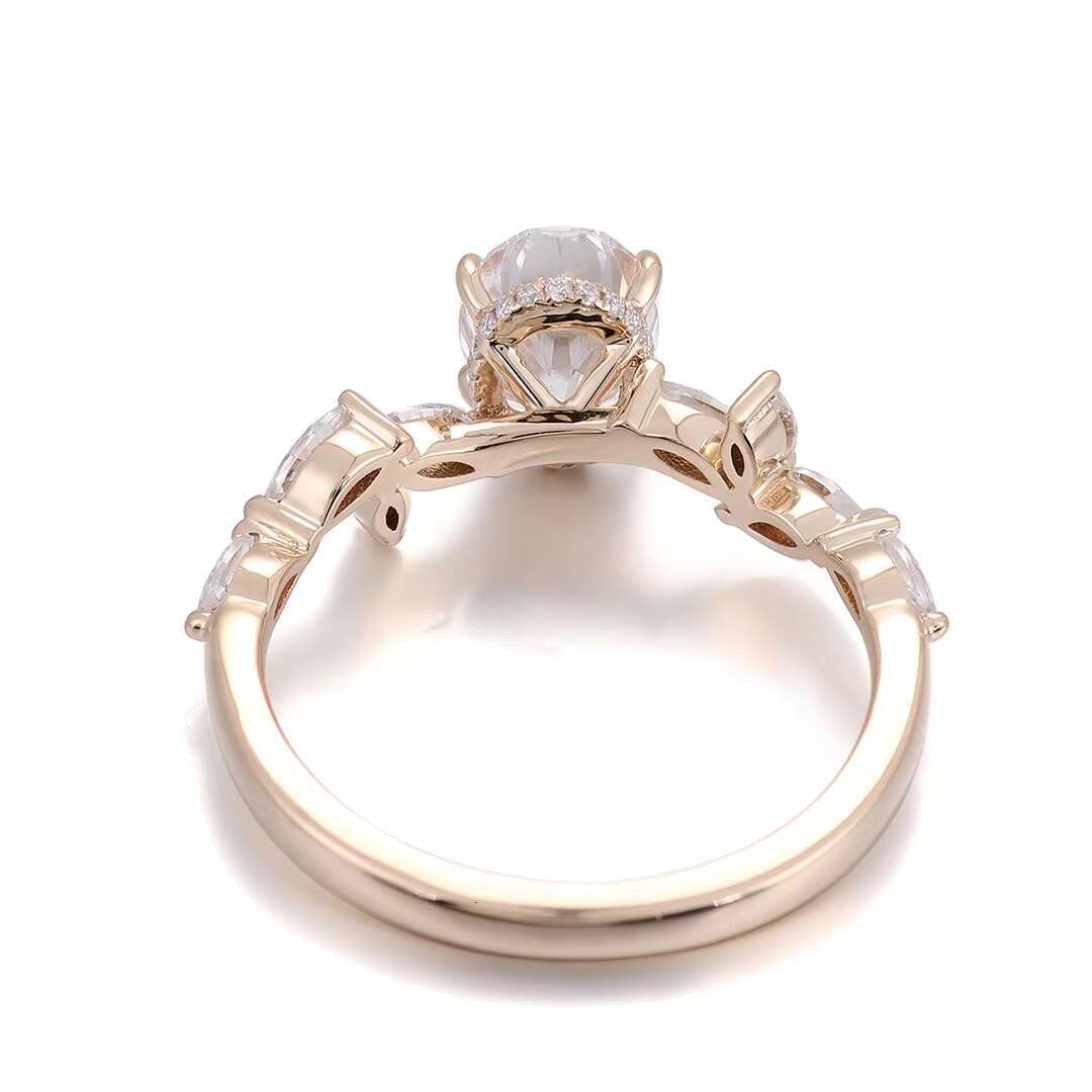 GRA High Quality 1.5 Oval Moissanite Ring Engagement Ring Womens Fine Jewelry 14k Yellow Gold