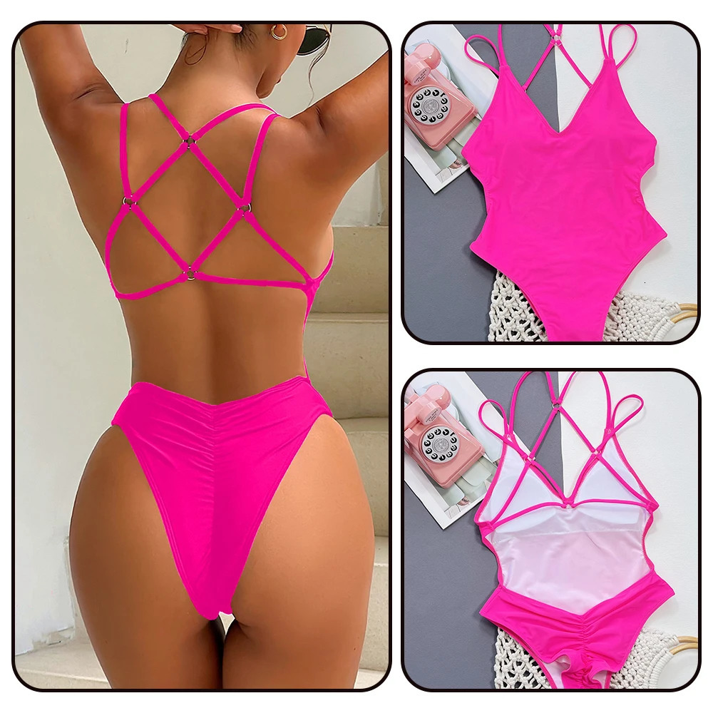 UnaShop Swimwear 2025 Trend Summer Beach Swimsuits For Women Swimming Pool Party Sexy Cross Beautiful Back Beachwear 250530