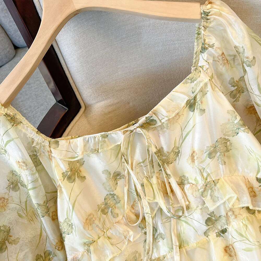 Summer Plus Size Casual Loose Comfortable Mid-length Printed Chiffon 2025 New Women's Clothing Party Dress