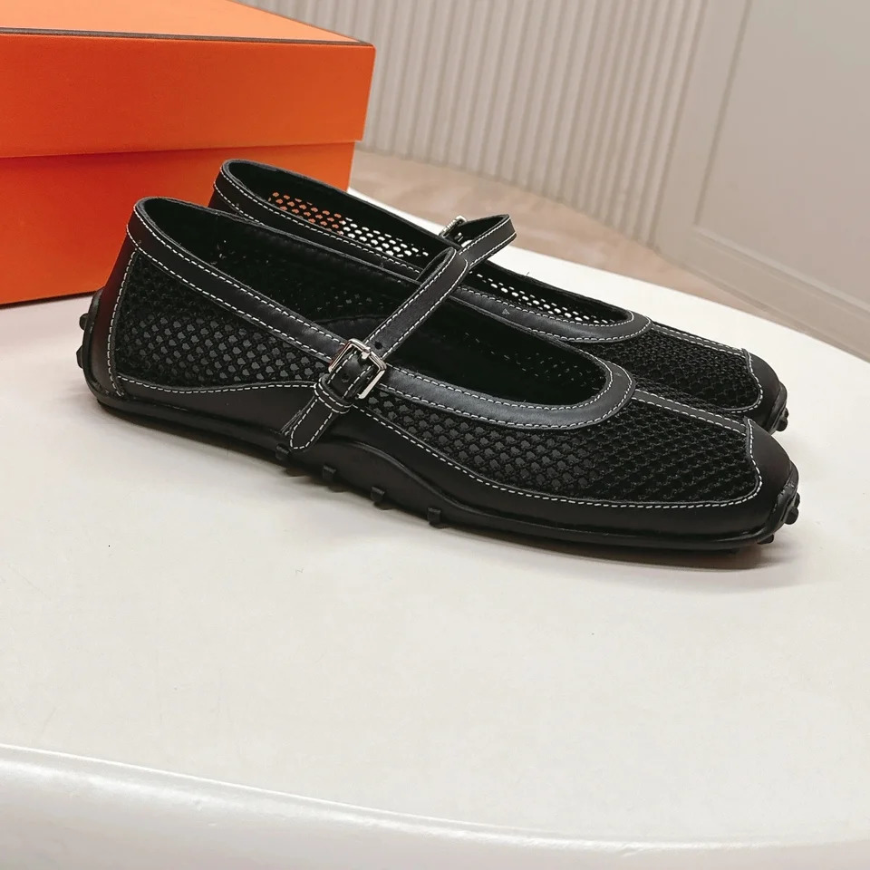 2025 est Arrial Handmade Shoes For Woman Mary Janes Mesh Round-Toe Buckle-Strap Woman Flats Casual Shoes Mules Botas Mujer 250603