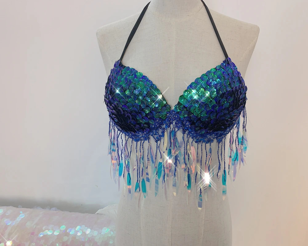 Mermaid Bra Sequin Corset Free Dive Bikini Oceanarium Performance Clothes Electric Festival Cosplay 250530