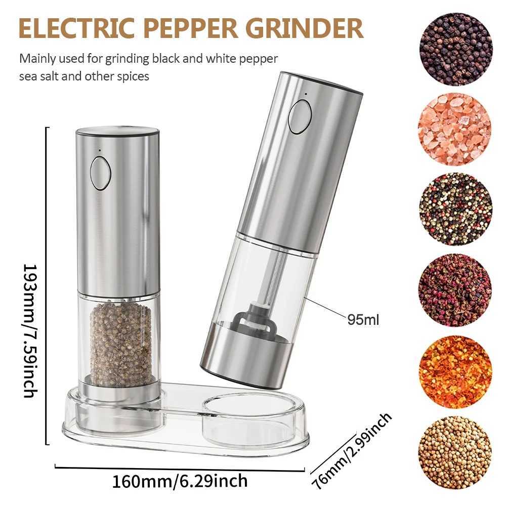 Electric Pepper Grinder Stainless Steel Salt And Pepper Grinder USB Rechargeable Adjustable Coarseness Spice Mill Kitchen Tool X250605