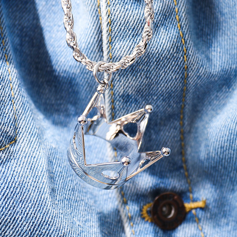 Provence Jewelry Fine Jewelry Pendants Charms Custom Pendant logo Crown shaped 925 Silver White Gold Plated pendant Fine Jewelry with Hip Hop Jewelry