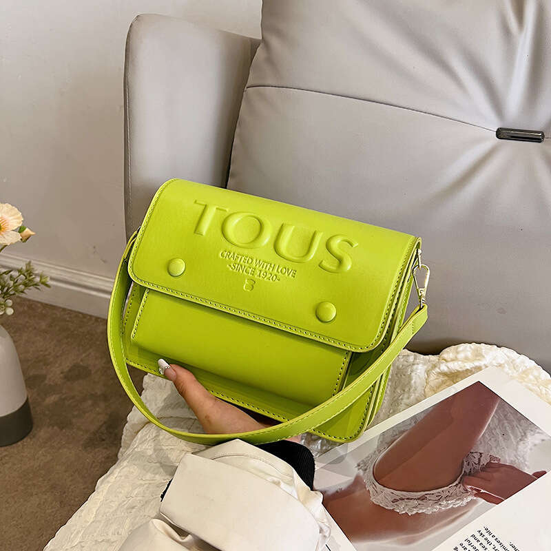 Trendy Women's New Fashion Letter Embossed Handbag Shoulder Elegant Versatile Simple Crossbody Small Square Bag