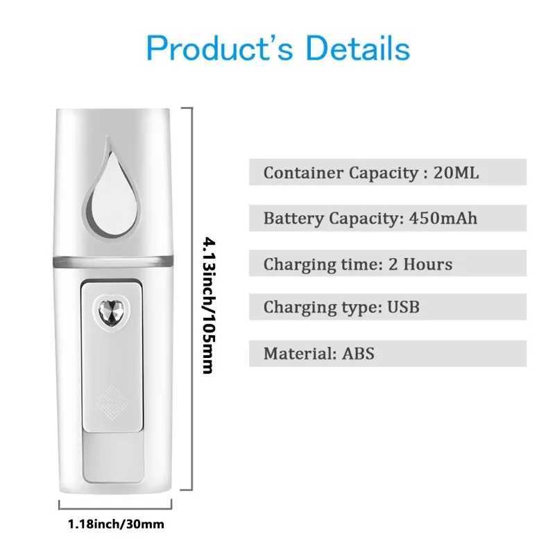 Facial Nano Mist Sprayer Mini Portable Facial Steamer Rechargeable Handy Face Humidifier Face Moisturizing Skin Care Machine XJ250607