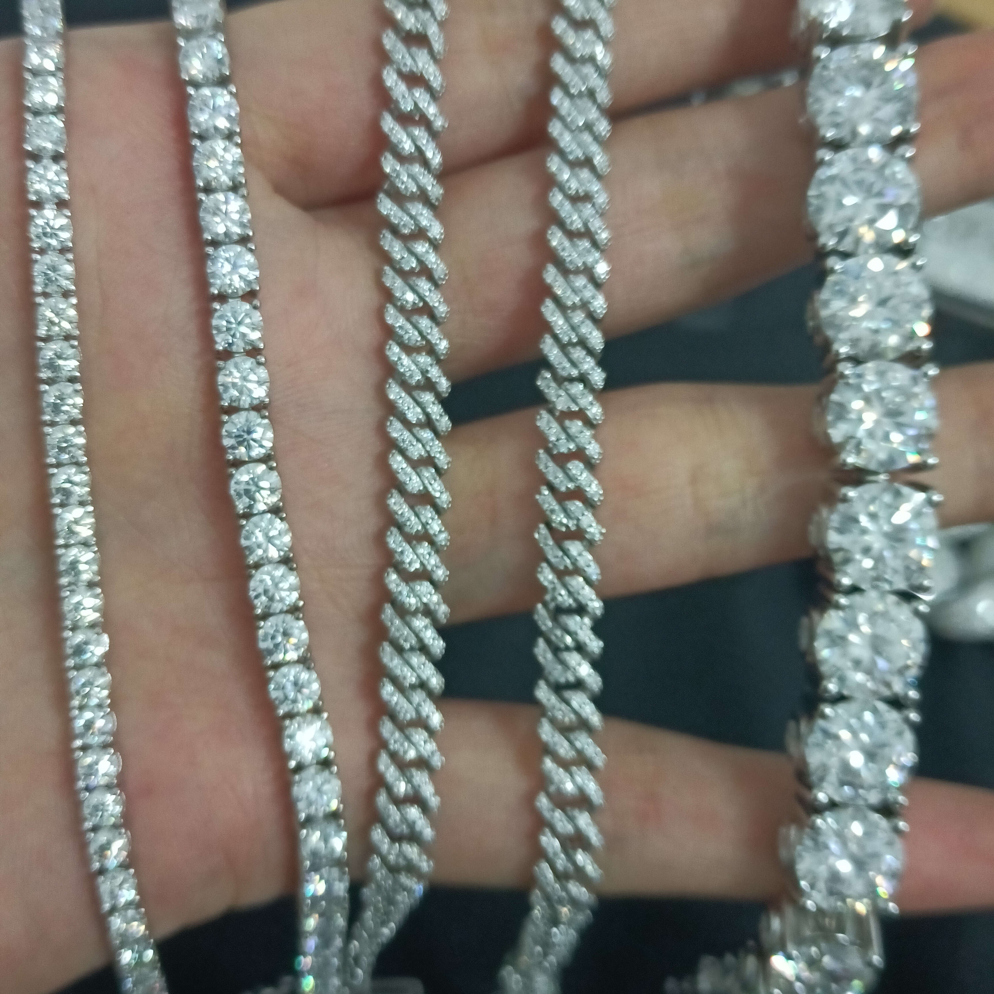 Best Selling S925 Silver D VVS1 Moissanite Diamond 5MM One Row Hip Hop Cuban Link Chain Necklace