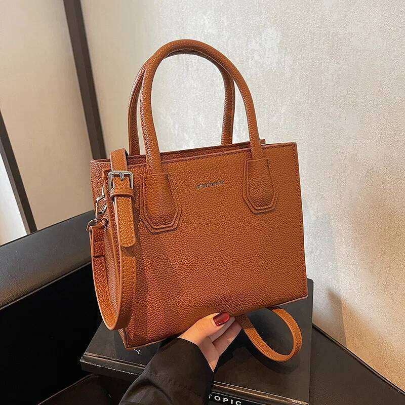 Women's Bags Designer Spring New: Women's Niche Fashion Handbag. Simple Lychee Pattern Solid Color, Sophisticated Single Shoulder Messenger 