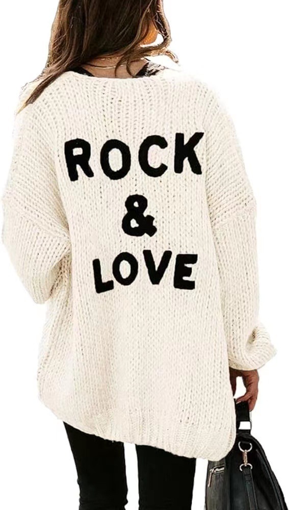Womens Long Knit Cardigan Sweater Coat No Buttons Loose Fit Outerwear Sweater Top 220923
