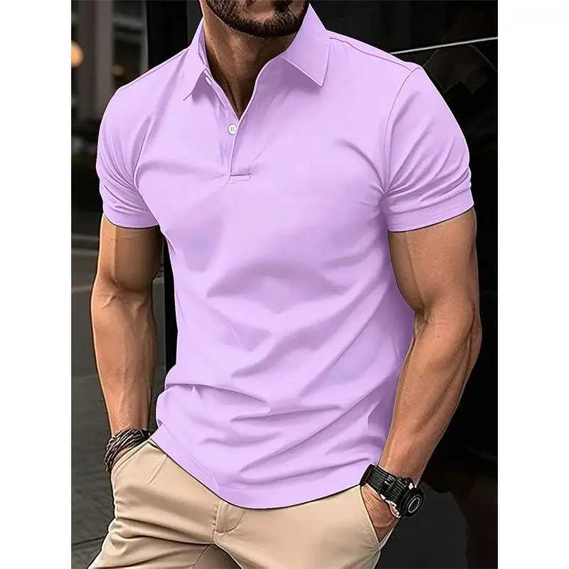 New Mens Solid Color Top Cotton Lapel Casual Short-sleeved POLO Shirt XJ250605