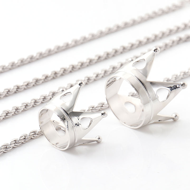 Provence Jewelry Fine Jewelry Pendants Charms Custom Pendant logo Crown shaped 925 Silver White Gold Plated pendant Fine Jewelry with Hip Hop Jewelry