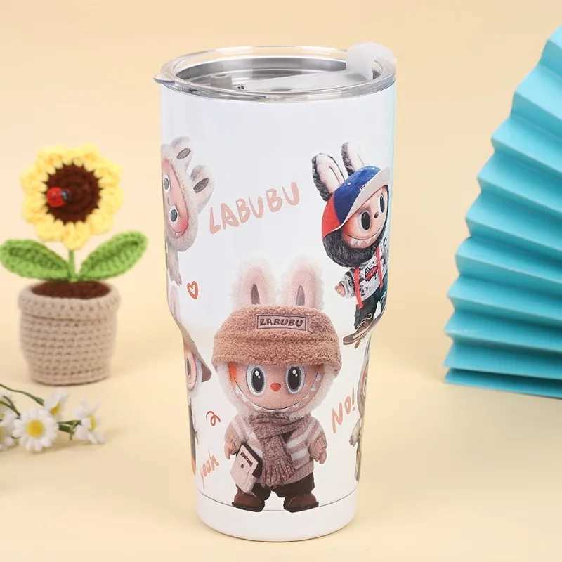 Kawaii Labubu Coffee Straw Cup Anime Car Cup Cute 30oz Girl Water Bottle Wholesale Cartoon Large Capacity Portable Student Gift X2506051