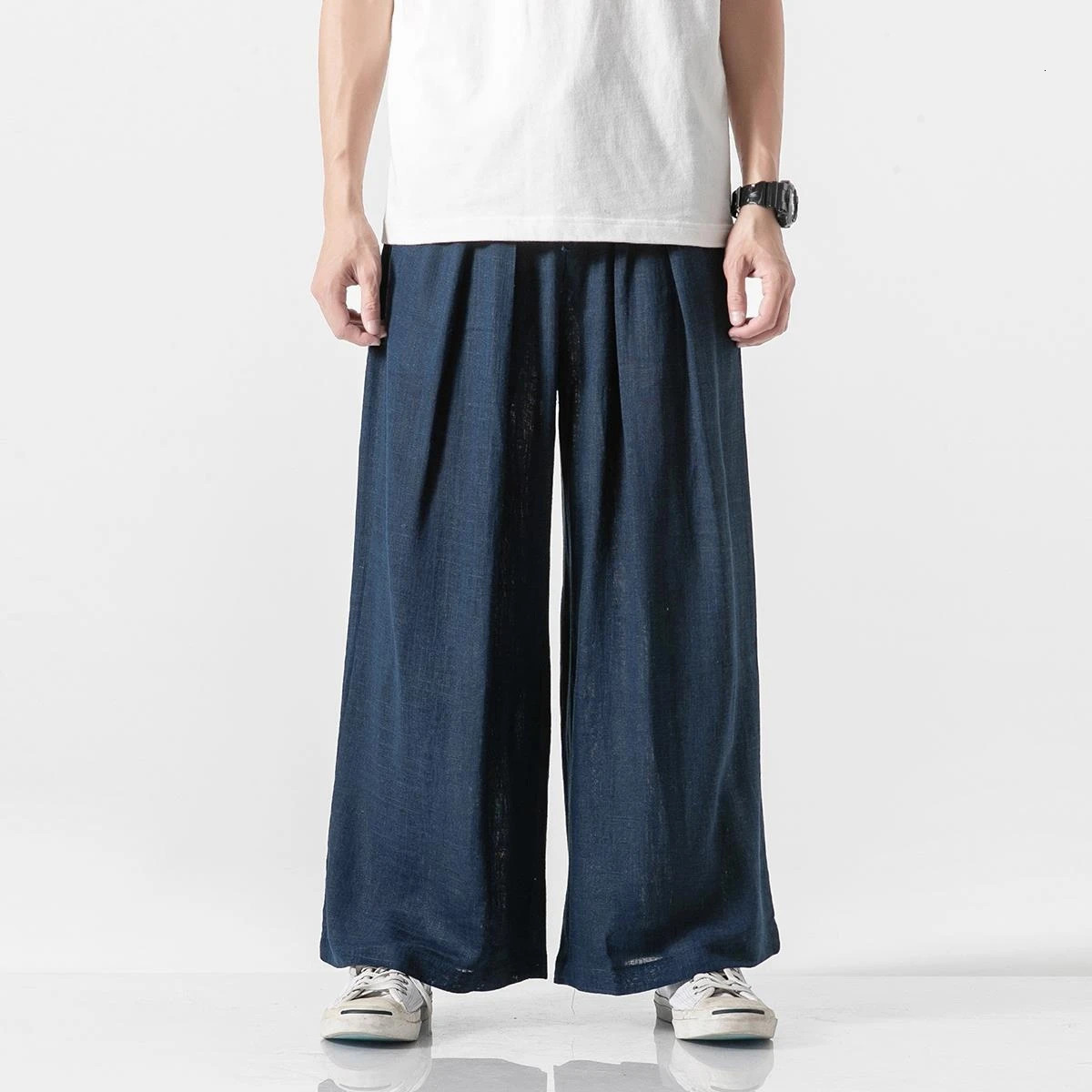 Summer Cotton Linen Casual Pants Men Chinese Style Loose Harem Mens Solid Straight Lightweight Hip Hop Wide Leg Man 250605Z