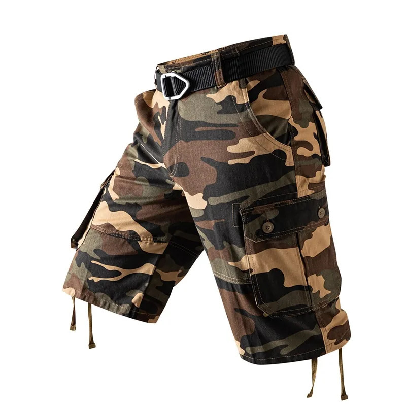 Cargo Knee Shorts Men Sports Plus Size Cotton Half Pants Golf Straight Running Gym Short Pants Casual Bermuda Shorts Comfortable 250604