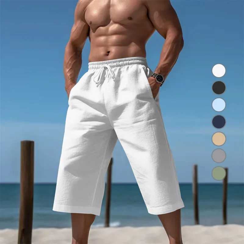 Summer Fashion Mens Loose and Breathable Capri Pants Mens Casual Breathable Shorts Men Clothing Gym Shorts XJ250605