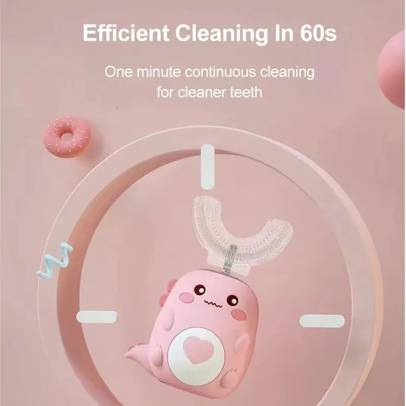 ChildrenS Electric Toothbrush Food Grade Silicone Oral 360 Degree Automatic Usb Charging Smart ChildrenS Toothbrush U-Shaped 250604