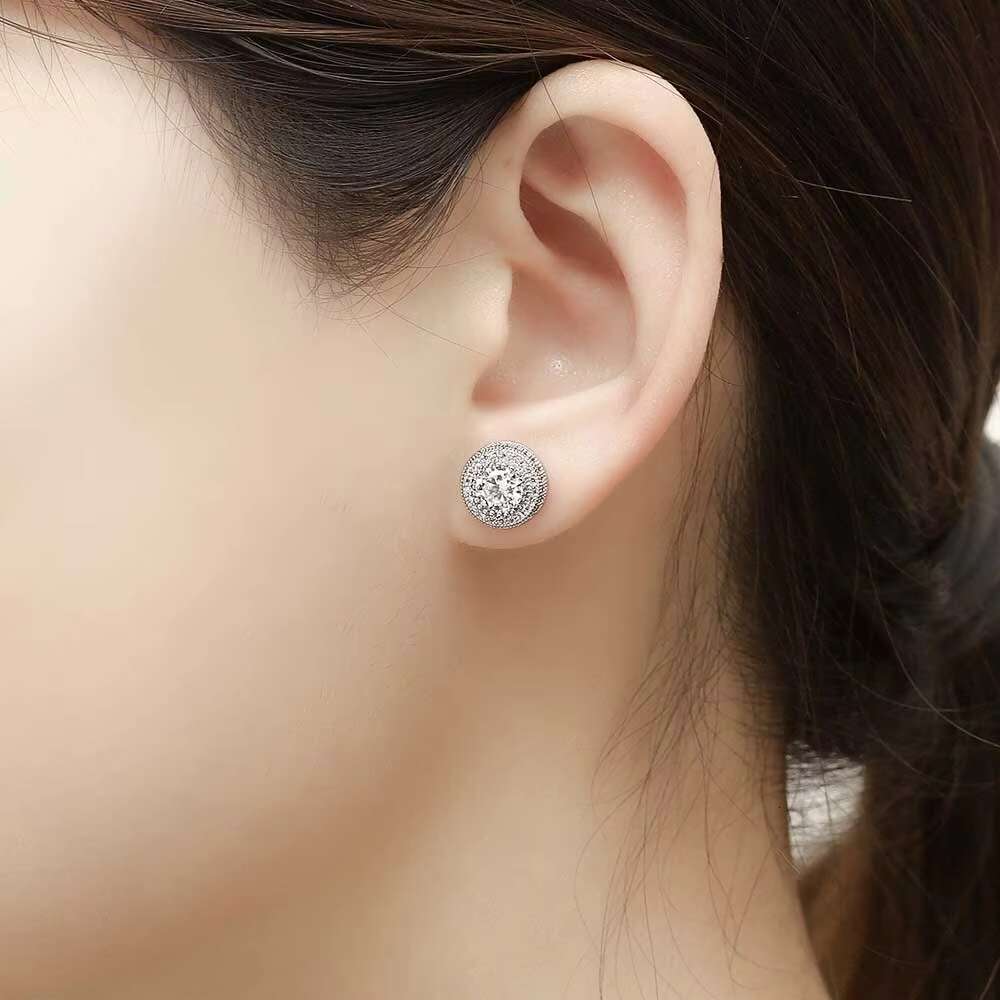 Wholesale Fine Jewelry Earrings for Men Hip Hop Style Bling Gold Plated Round CZ Zircon Diamond Stud Earrings