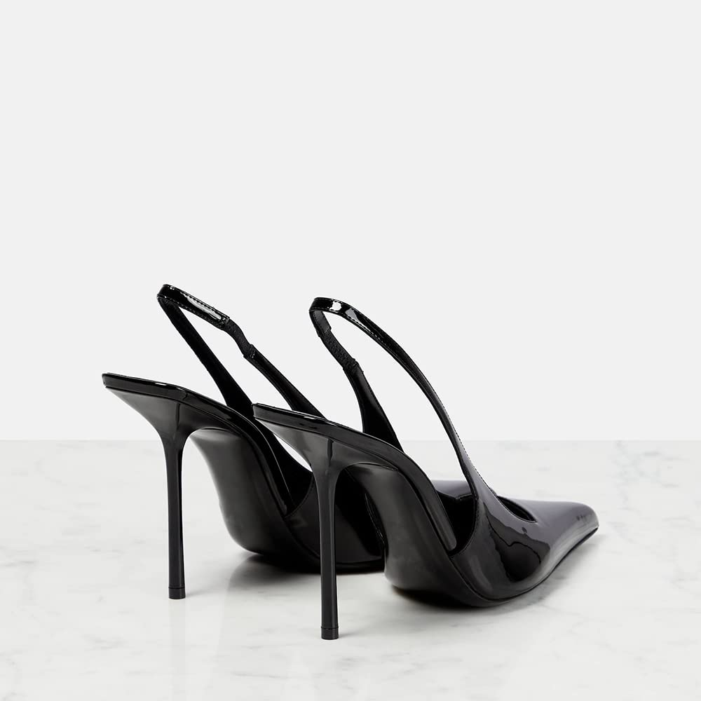 arqa womens pointed toe high stiletto heels slingback stretch slipon pumps backless patent leather fashion dress shoes for women