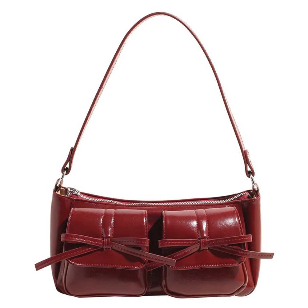 Female Y2k Shoulder Bag Double Pockets Versatile Armpit Bag PU Leather Trendy Shoulder Bag Travel Shopping Work Date Bag XJ250605