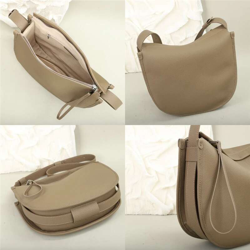 Burminsa Cowhide Genuine Leather Crescent Shoulder Bags For Women Designer Crossbody Shopper Tote Ladies Handbags bag