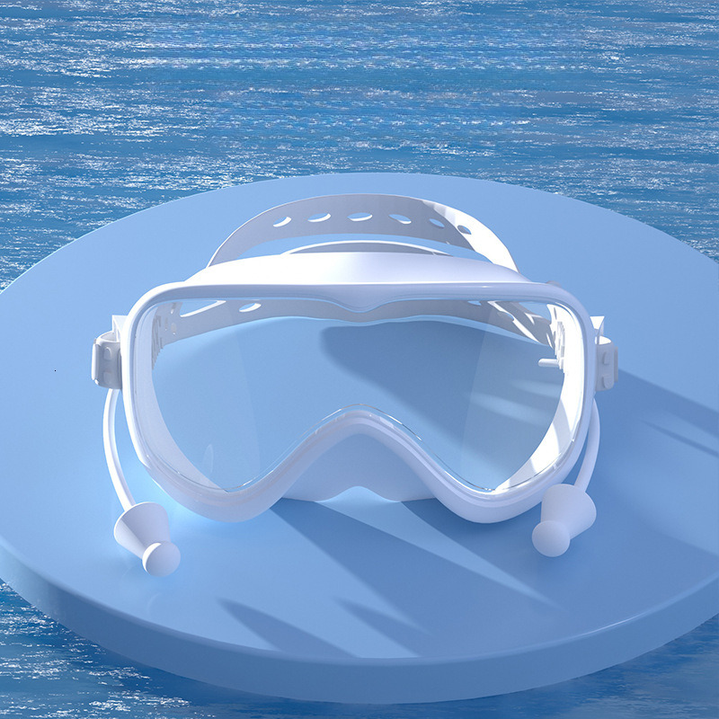 HD Anti-Fog Swimming Silicone Waterproof Comfortable Adult Cap Earplugs Nose Clip Water Splashing Festival Large Frame Swim Goggles