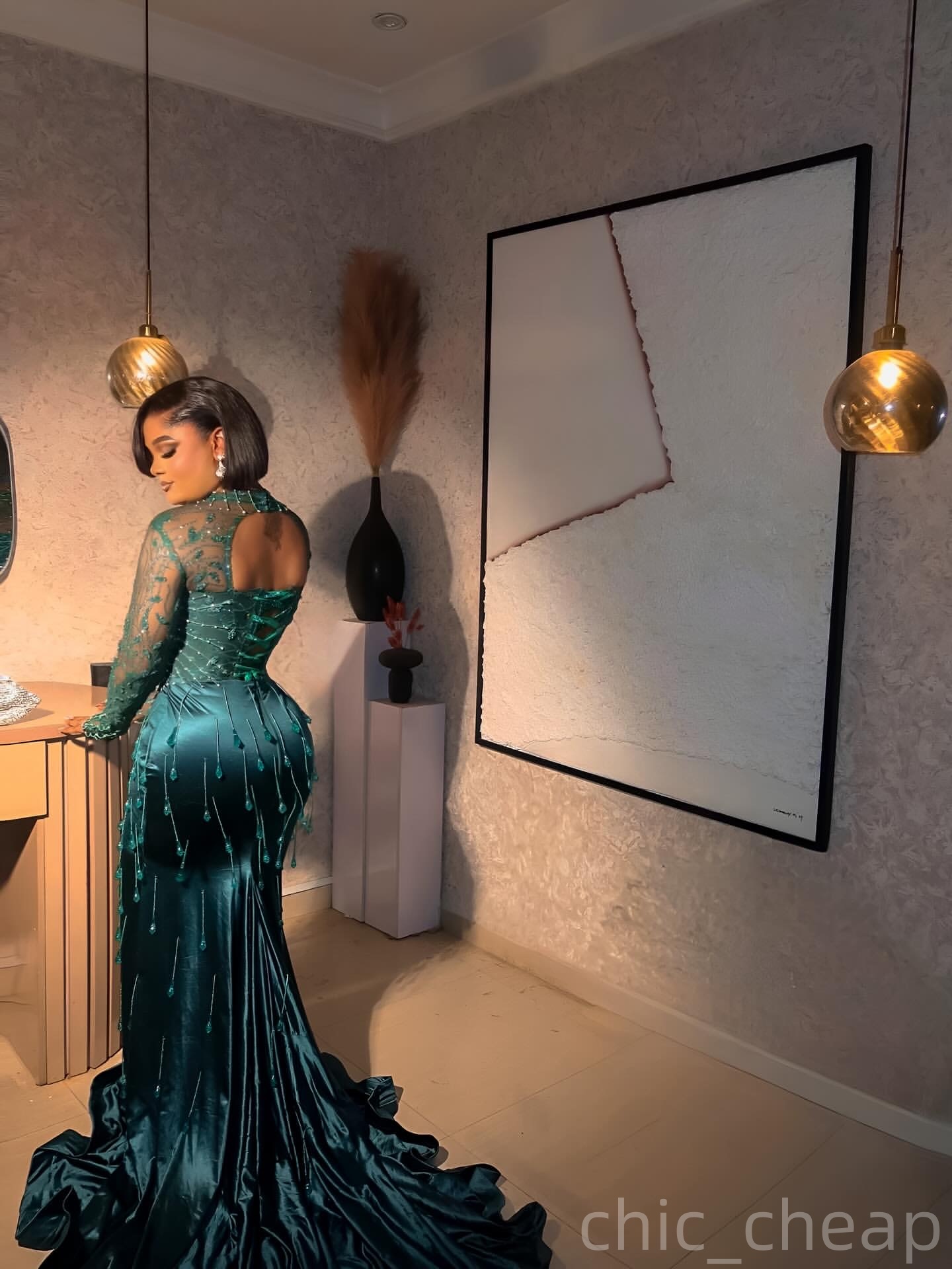 Hunter Green Mermaid Prom Dresses 2025 Velvet Crystals Lace Tassels Evening Formal Party Second Birthday Engagement Gowns Plus Size Dress For Special 