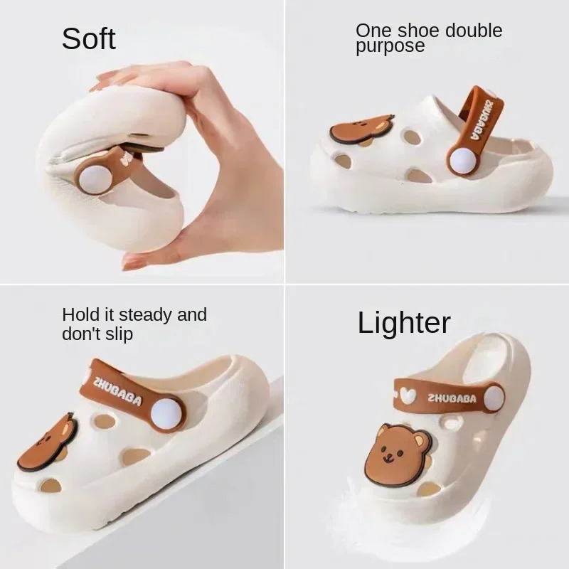Cartoon Home Slippers Kids Fashion Cute Soft Sole Non-slip Sandals Summer Shoes Baby Unisex PVC Round Head Slippers 250604