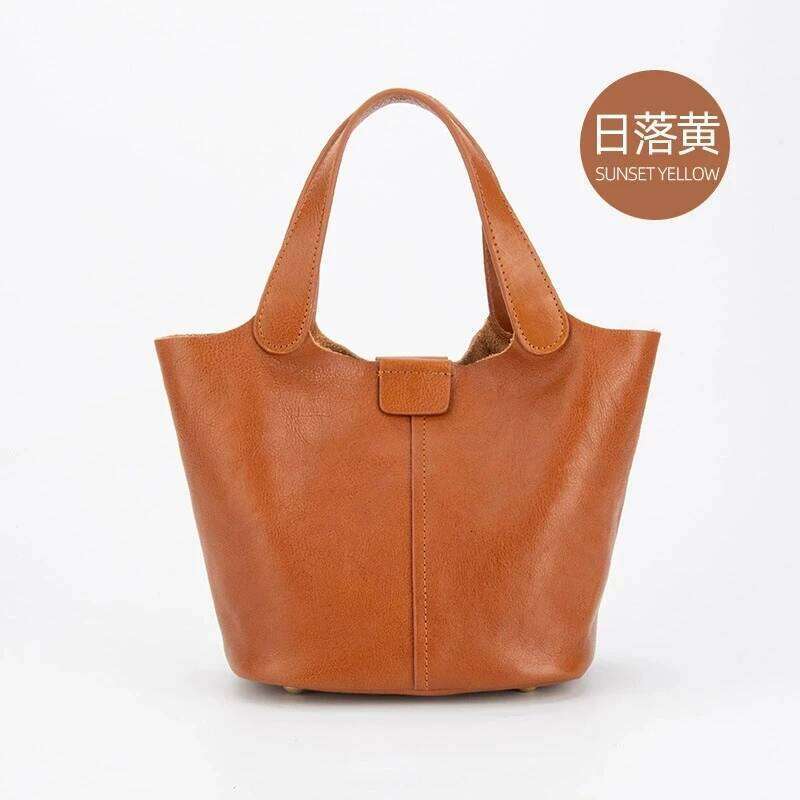 2025 New Women's Leather Fashion Single Shoulder Classic Shopping Handheld Bucket Bag For Women