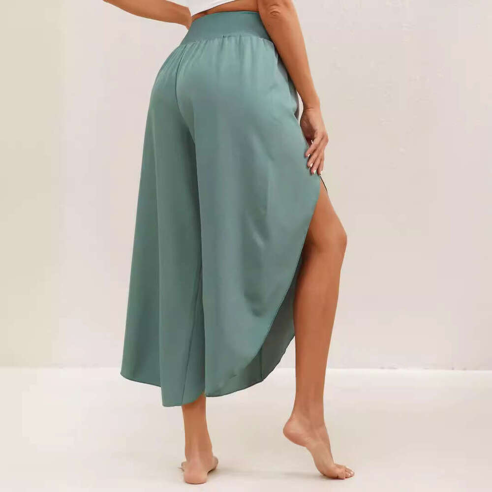 Spring Summer New Fashion Versatile Slimming High Waist Split Long Pants Loose Casual Yoga B5