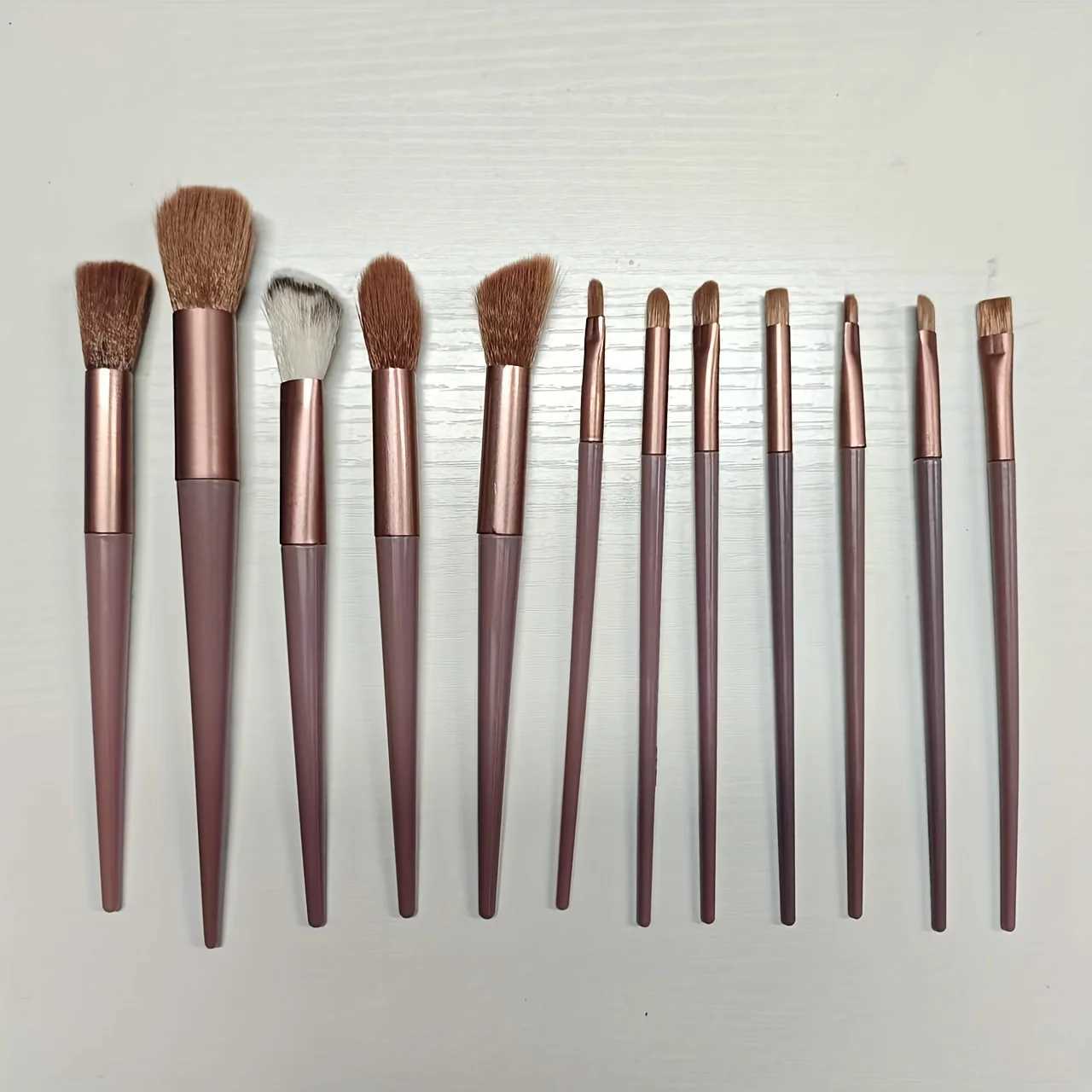 13pcs Makeup Brush Set Includes Perfect Soft Pouch Premium Pinkish Hue Cosmetic Implements with Quality Fibers Portable Case W250605