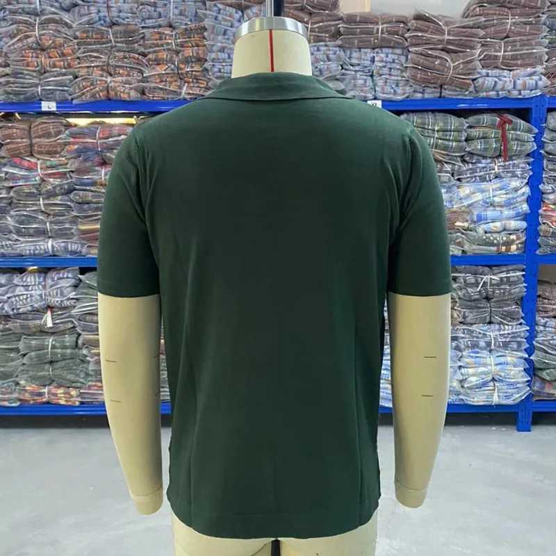 Fashion Men Knit Polo Shirts Short Sleeve Slim Fit Tops Blouse Vintage Stretch Casual Business Polo Tshirts Mens ClothingXJ250605