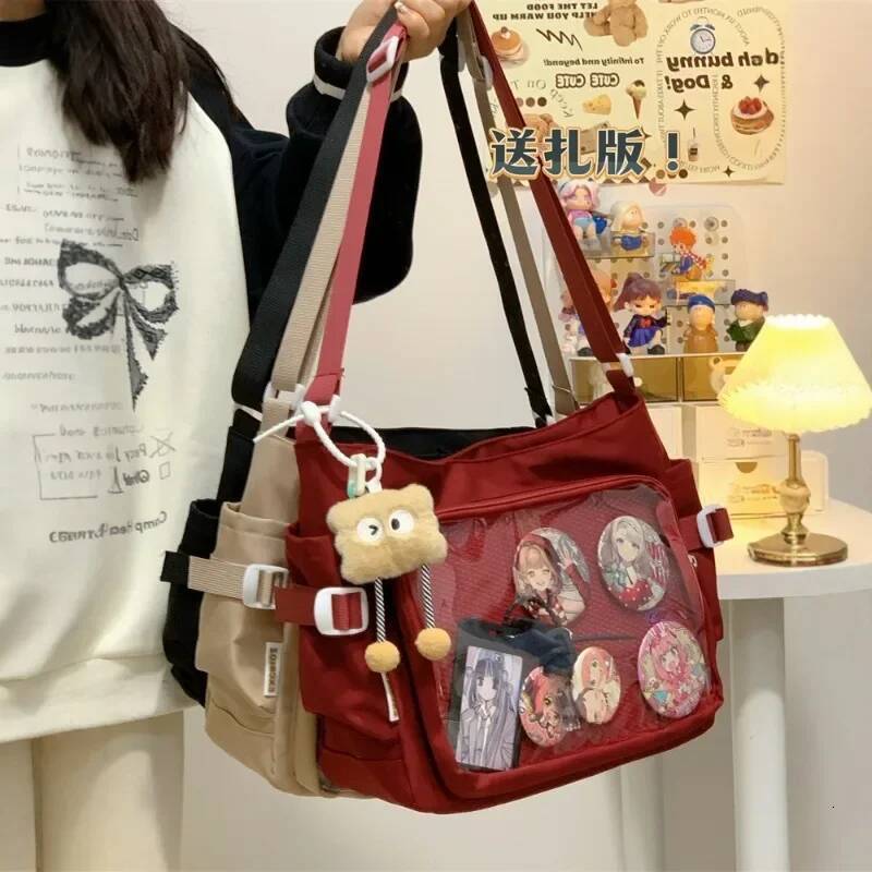 MBTI Designer Shoulder for Women College Style Casual Fashion Transparent Ita Bag Large Capacity Lolita Jk Handbag