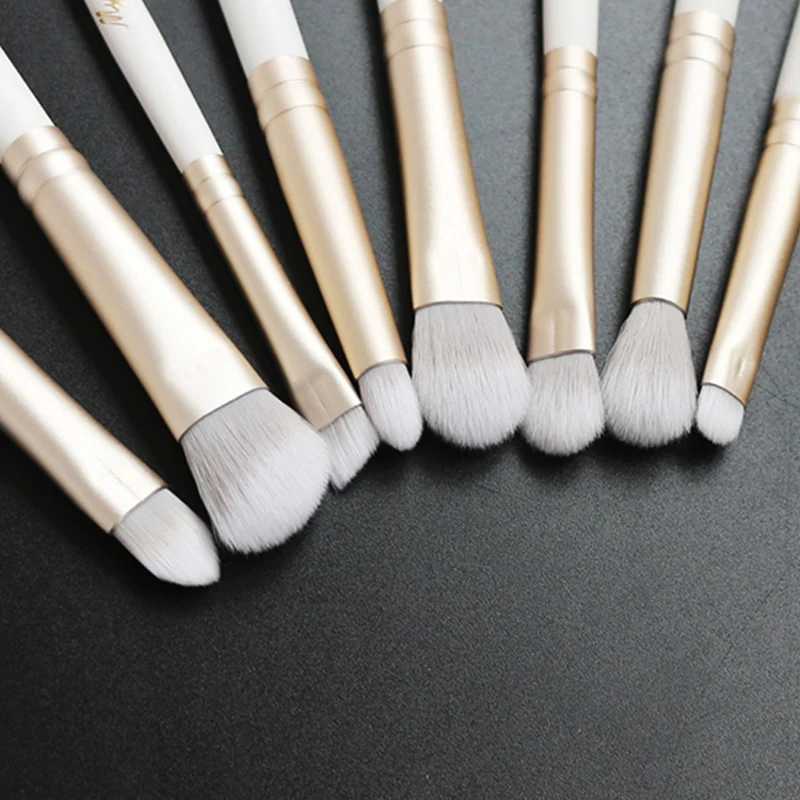 MyDestiny Ice White 12pcs Synthetic Hair Makeup Brush Set Super Soft Fiber Gradual Color Handle Includes Face and Eye Brush W250605