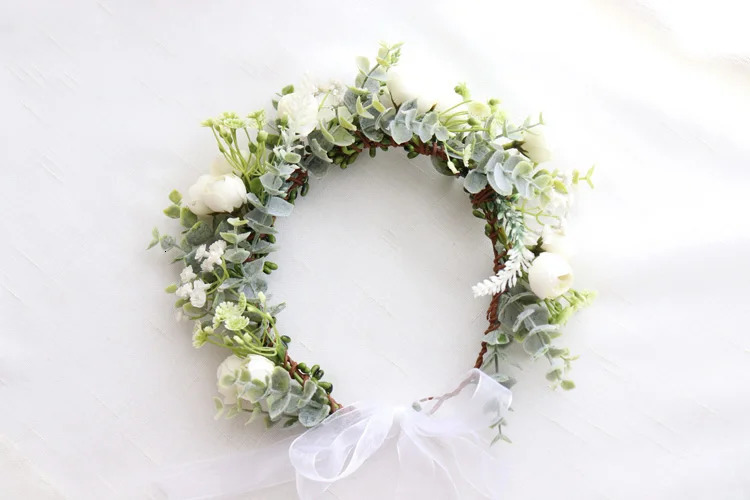 Camellia Flowers Wreath Crown Festival Headband Women Hair Accessories Headdress Girl Floral Garland Wedding Floral Headwear 250530